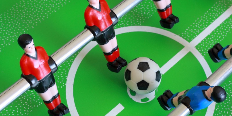 Close up of foosball table