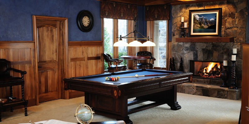 Pool table inside the house