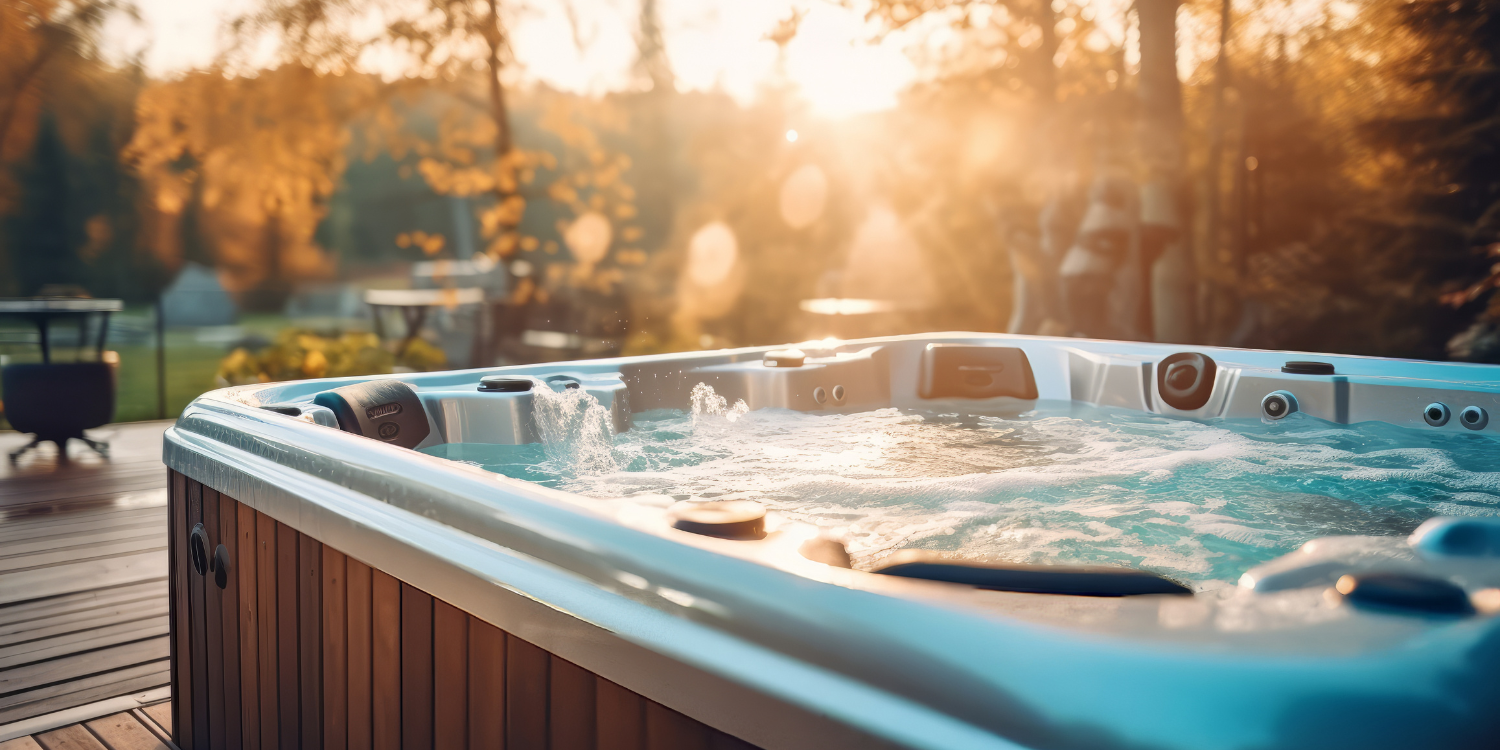 Hot Tub at Sunset in private backyard - The Ultimate Guide to Positioning Your Hot Tub for Privacy 