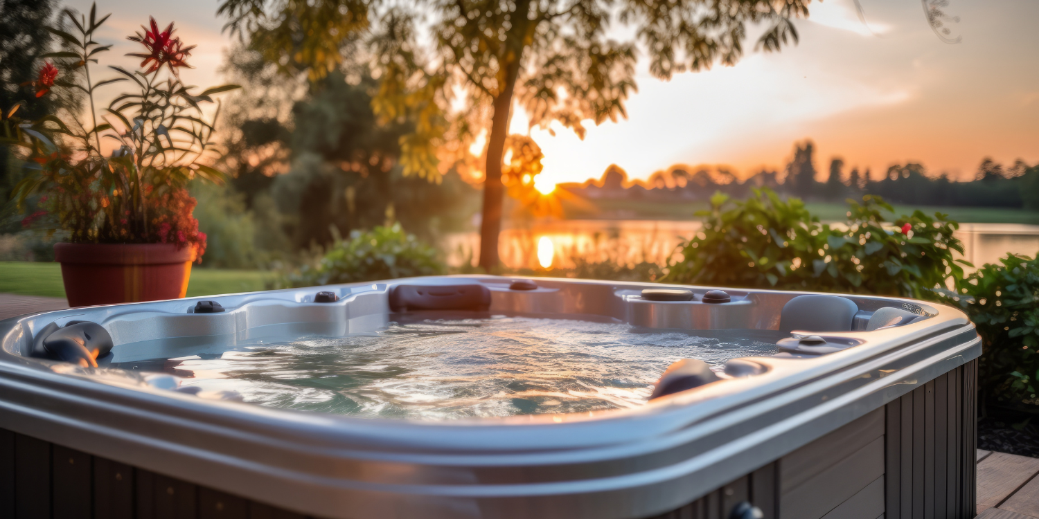 Hot Tub at sunset in backyard - Understanding Hot Tub Placement Regulations, Bylaws and Permits in Ontario